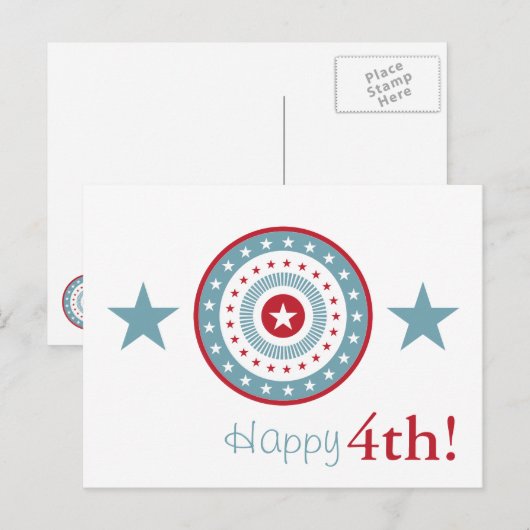 Rode Witte en Blauwe sterren op 4 juli Briefkaarte Briefkaart (Voorkant / Achterkant)