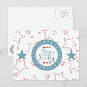 Rode Witte en Blauwe sterren op 4 juli Briefkaarte Briefkaart (Voorkant / Achterkant)