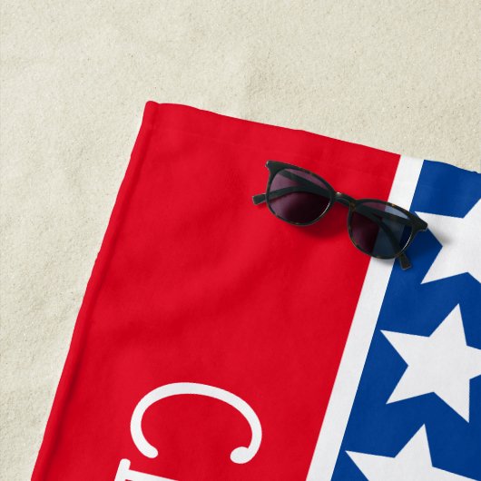 Rode witte en blauwe sterren op maat strandlaken (In situ)