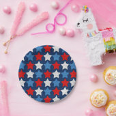 Rode witte en blauwe sterren papieren bordje (Feest)