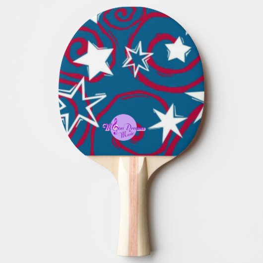 Rode witte en blauwe sterren Ping Pong Paddle Tafeltennisbatje (Voorkant)