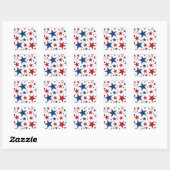 Rode, witte en blauwe sterren print patroon vierkante sticker (Vel)