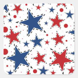 Rode, witte en blauwe sterren print patroon vierkante sticker