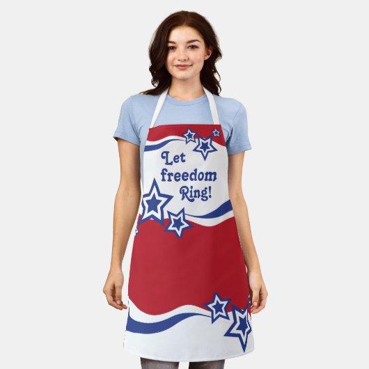 Rode, witte en blauwe sterren schort (Gedragen)