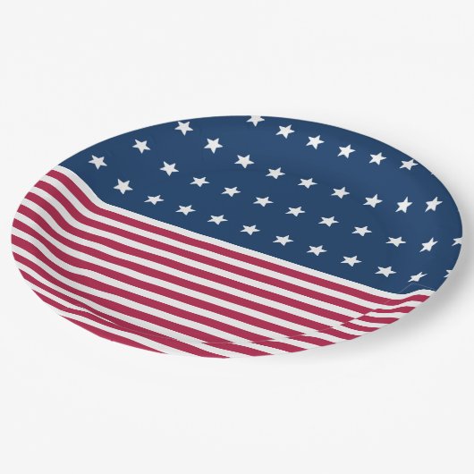 Rode witte en blauwe sterren strepen 4 juli feest papieren bordje (Gekanteld)
