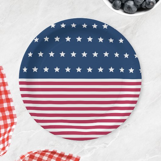 Rode witte en blauwe sterren strepen 4 juli feest papieren bordje