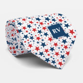 Rode witte en blauwe sterren stropdas (Opgerold)