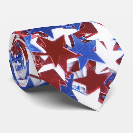 Rode, witte en blauwe sterren stropdas (Opgerold)