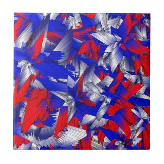 Rode Witte en Blauwe Sterren Tegeltje (Voorkant)