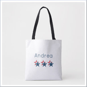 Rode witte en blauwe sterren tote bag