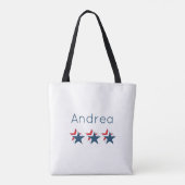 Rode witte en blauwe sterren tote bag (Achterkant)