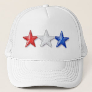 Rode, witte en blauwe sterren trucker pet