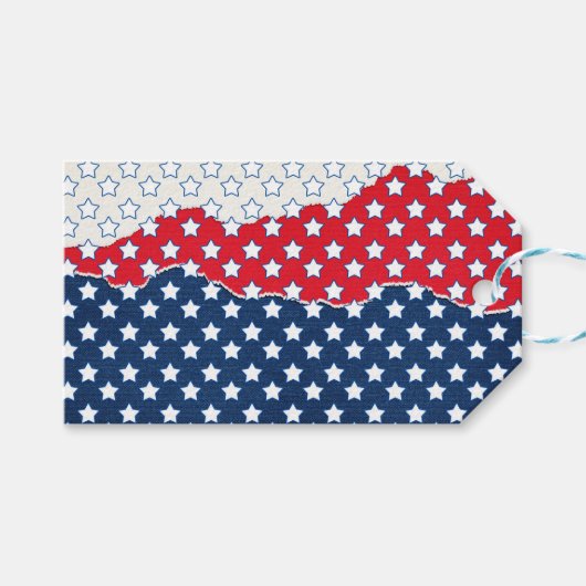 Rode, witte en blauwe sterren (Verenigde Staten) Cadeaulabel (Voorkant (Horizontaal))