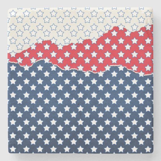 Rode, witte en blauwe sterren (Verenigde Staten) Stenen Onderzetter (Voorkant)