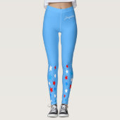 Rode witte en blauwe sterren Voeg Jouw naam toe op Leggings (Voorkant)