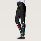 Rode witte en blauwe sterren voegen Jouw naam toe  Leggings (Links)