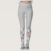 Rode witte en blauwe sterren voegen Jouw naam toe  Leggings (Voorkant)