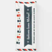 Rode witte en blauwe sterren Welkom startpunt op 4 Spandoek (Verticaal)