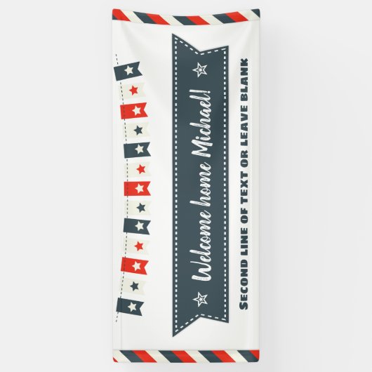 Rode witte en blauwe sterren Welkom startpunt op 4 Spandoek (Verticaal)