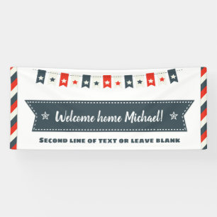 Rode witte en blauwe sterren Welkom startpunt op 4 Spandoek