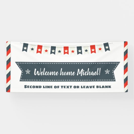 Rode witte en blauwe sterren Welkom startpunt op 4 Spandoek (Horizontaal)