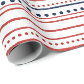 Rode witte en blauwe Stippen en gekleurde strepen Cadeaupapier (Rol Hoek)