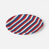 Rode, witte en blauwe streep papieren bordje (Gekanteld)