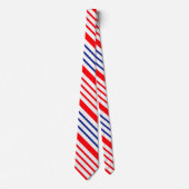 Rode witte en blauwe streep patroon stropdas (Voorkant)