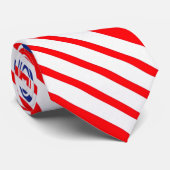 Rode witte en blauwe streep patroon stropdas (Opgerold)