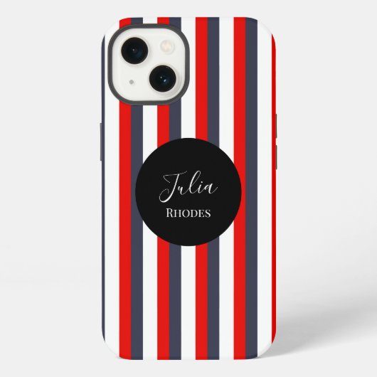 Rode, witte en blauwe strepen aangepaste naam iPhone hoesje (Achterkant)