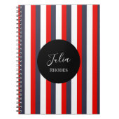 Rode, witte en blauwe strepen aangepaste naam notitieboek (Voorkant)