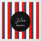 Rode, witte en blauwe strepen aangepaste naam raamsticker (Vel)