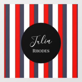 Rode, witte en blauwe strepen aangepaste naam raamsticker