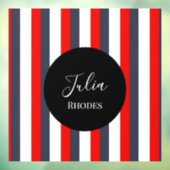 Rode, witte en blauwe strepen aangepaste naam raamsticker (Vel 3)