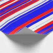 Rode witte en blauwe strepen cadeaupapier (Hoek)