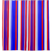 Rode witte en blauwe strepen douchegordijn (Voorkant)