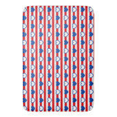 Rode, witte en blauwe strepen en harten badmat (Voorkant Verticaal)