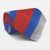Rode Witte En Blauwe Strepen Glitter Professioneel Stropdas (Opgerold)