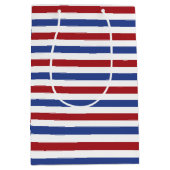 Rode witte en blauwe strepen medium cadeauzakje (Voorkant)