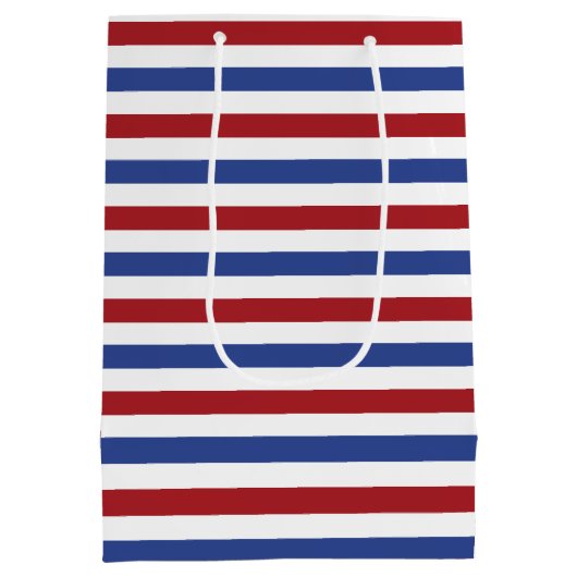 Rode witte en blauwe strepen medium cadeauzakje (Achterkant)