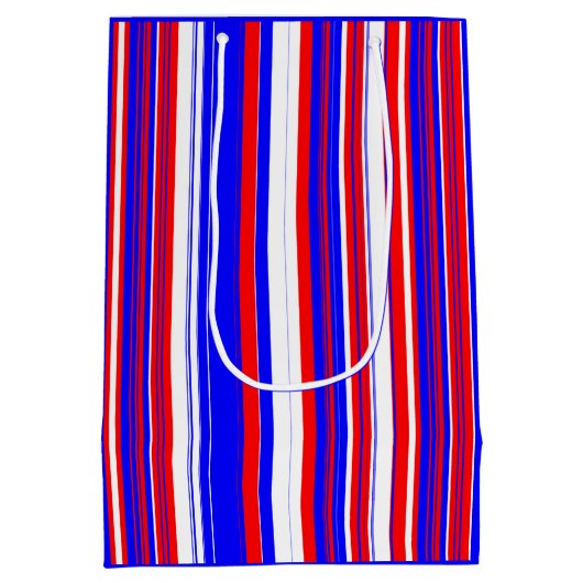 Rode witte en blauwe strepen medium cadeauzakje (Achterkant)