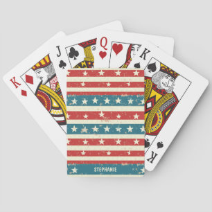 rode, witte en blauwe strepen met sterren pokerkaarten