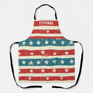  rode, witte en blauwe strepen met sterren schort