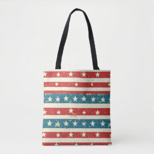 rode, witte en blauwe strepen met sterren tote bag