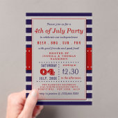Rode, witte en blauwe strepen op 4 juli acryl uitnodigingen (Insitu (Draagbaar))