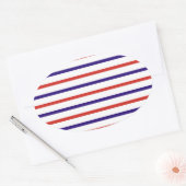 Rode witte en blauwe strepen ovale sticker (Envelop)