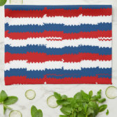 Rode, witte en blauwe strepen theedoek (Gevouwen)