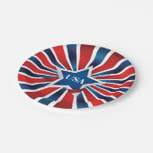 Rode witte en blauwe strepen VS Monogram Papieren Bordje (Gekanteld)