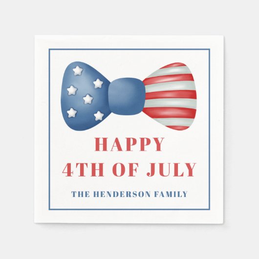 Rode, Witte En Blauwe Strik 4 Juli Servet (Voorkant)