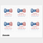 Rode, Witte En Blauwe Strik 4 Juli Vierkante Sticker (Vel)